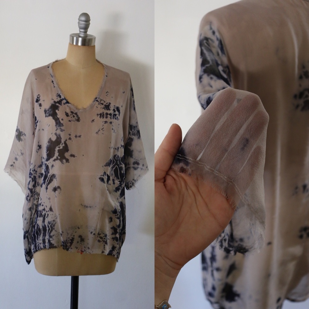 Raquel Allegra tie dye silk blouse, made in LA
